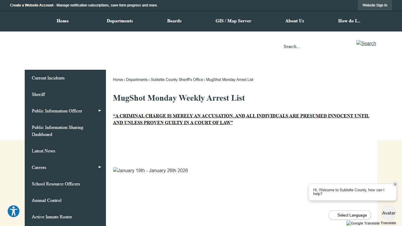 MugShot Monday Weekly Arrest List Sublette County - Official Website