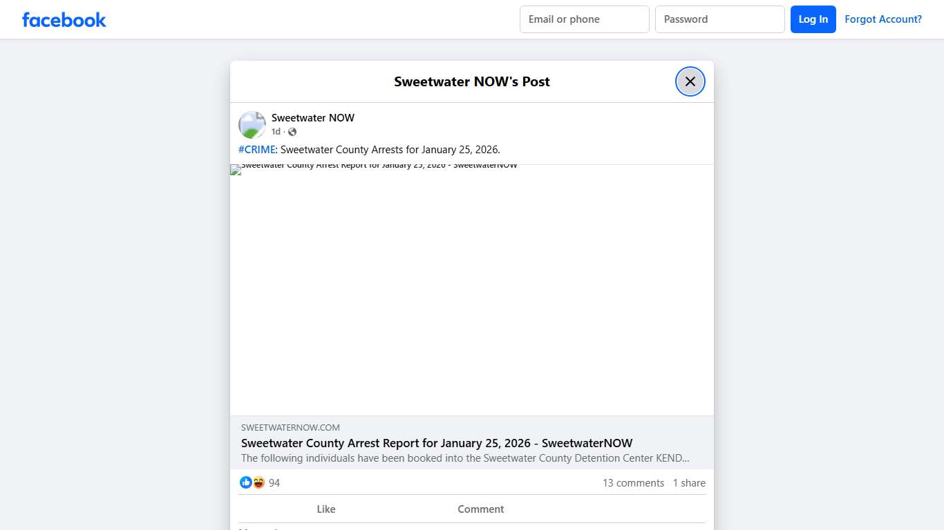 Sweetwater NOW - #CRIME: Sweetwater County Arrests for... Facebook